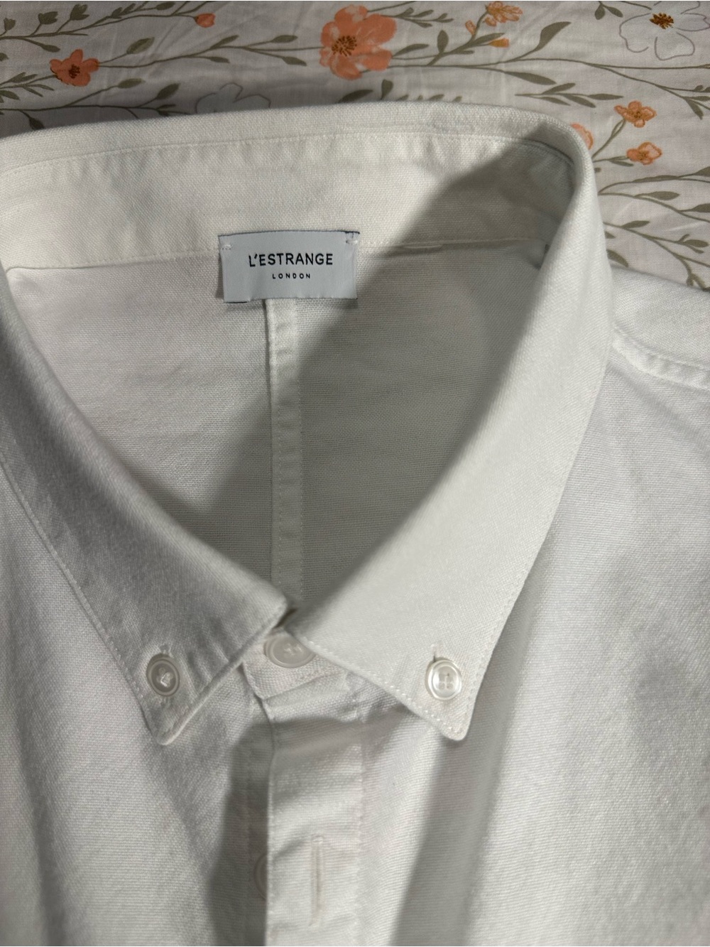 L’ Estrange Men's White long sleeve Button-Down Shirt Size Large